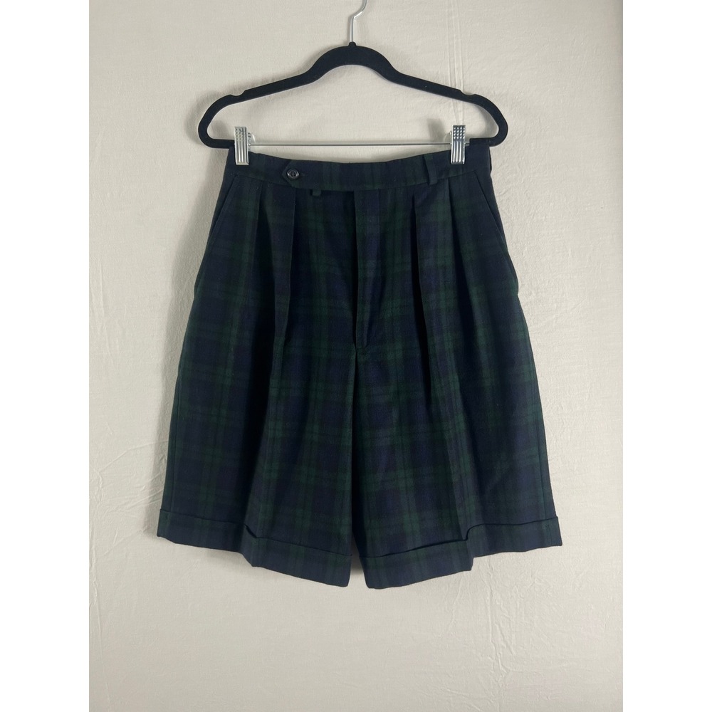 Corbin Plaid Pleated Bermudas Dark Academia Schoolcore Gilmore Girls Cuffed